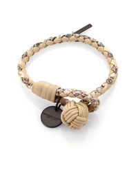 Bottega Veneta | White Intrecciato Mixed Leather Wrap Bracelet | Lyst