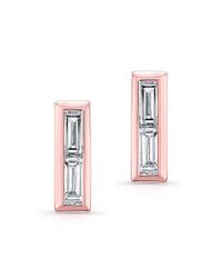 Anne Sisteron - Pink 14kt Rose Gold Diamond Double Baguette Bar Earrings - Lyst