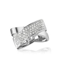 Michael Kors - Metallic Silver Stainless Steel And Crystal Pave Women's Ring - Lyst