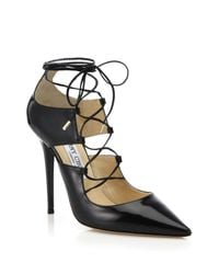 Jimmy Choo | Black Hoops Lace-up Leather Pumps | Lyst