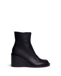 ann demeulemeester leather wedge ankle boots