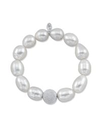 Anne Sisteron - White Pearl Bracelet With Sterling Silver Laser Cut Ball - Lyst