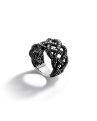 John Hardy | Black Ruthenium Plating Band Woven Braided Ring | Lyst
