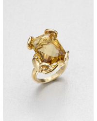 Gucci | Metallic Horsebit Cognac Quartz & 18K Yellow Gold Cocktail Ring | Lyst