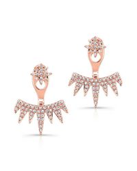 Anne Sisteron - Pink 14kt Rose Gold Diamond Spiked Tiara Floating Earrings - Lyst