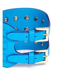 Valentino | Blue 'rockstud' Wide Leather Bracelet | Lyst