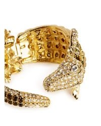 Kenneth Jay Lane | Metallic Crystal Pavé Strass Crocodile Bangle | Lyst