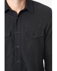 7 For All Mankind - Gray Long Sleeve Double Patch Pocket Shirt In Charcoal for Men - Lyst