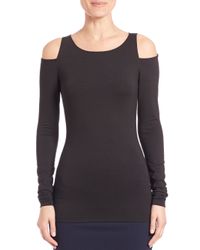 Donna Karan | Black Long-sleeve Cold Shoulder Top | Lyst