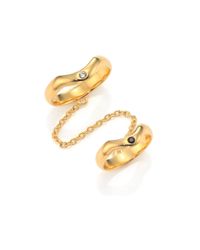 Elizabeth and James | Metallic Zaha White Topaz & Black Spinel Knuckle Ring | Lyst