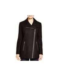 Calvin Klein | Black Asymmetric Zip Coat | Lyst