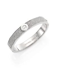 Michael Kors | Metallic Heritage Fulton Pavé Logo Bangle Bracelet/silvertone | Lyst
