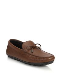 Ermenegildo Zegna | Brown Bowtie Leather Drivers for Men | Lyst