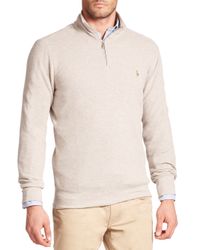 Polo Ralph Lauren | Natural Half-zip Pima Mockneck Pullover for Men | Lyst