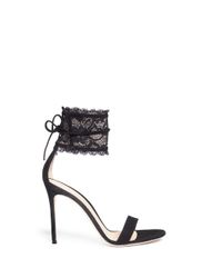 Gianvito Rossi | Black Lace Cuff Suede Sandals | Lyst