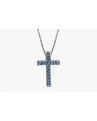 Tateossian | Precious Cross Micro Pavé Necklaces In Silver With 46 0.6ct Blue Sapphires for Men | Lyst