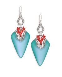 Alexis Bittar | Coral Deco Lucite, Crystal & Enamel Baguette Drop Earrings/blue | Lyst