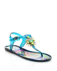 Ivy Kirzhner | Blue Jezabelle Jeweled Rubber Thong Sandals | Lyst