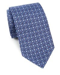 Ferragamo | Blue Gancini & Diamond Print Silk Tie for Men | Lyst