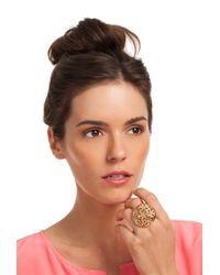 Trina Turk | Metallic Domed Flower Cocktail Ring | Lyst