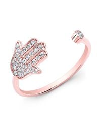 Anne Sisteron - Metallic 14kt Rose Gold Diamond Hamsa Ring - Lyst