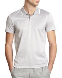 Theory | Gray Boyd Pinstriped Mercerized Cotton Polo for Men | Lyst