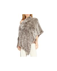 Halston | Gray Convertible Fur Poncho | Lyst