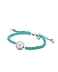 Michael Kors - Blue Turquoise Cord Logo and Silver Stainless Steel Logo Disc Womens Bracelet - Lyst