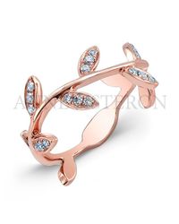 Anne Sisteron - Pink 14kt Rose Gold Diamond Leaf Knuckle Ring - Lyst