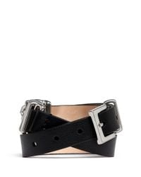 Alexander McQueen | Black Double Wrap Skull Ring Leather Bracelet | Lyst