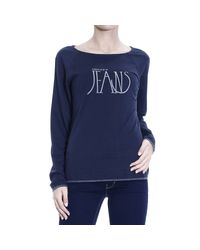 Armani Jeans | Blue T-shirt Long Sleeve Crewneck With Logo | Lyst