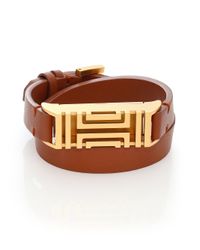 Tory Burch | Metallic For Fitbit Stainless Steel & Leather Double-wrap Bracelet | Lyst