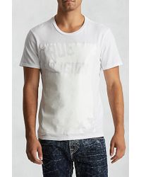 True Religion White Handpicked Cut Out Crew Neck Mens T-shirt for men