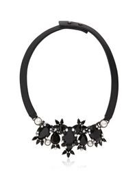 Givenchy | Black Leather Necklace With Crystals | Lyst