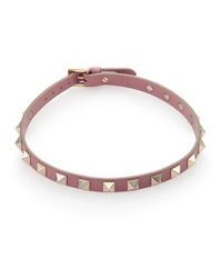 Valentino | Pink Rockstud Leather Convertible Choker Necklace/bracelet | Lyst