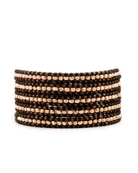 Chan Luu | Metallic Rose Gold Wrap Bracelet On Brown Leather | Lyst