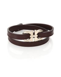 Ferragamo | Brown Double-strap Leather Bracelet for Men | Lyst