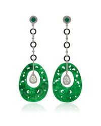 Nina Runsdorf | Green Jade And Diamond Earrings | Lyst