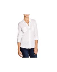 Splendid | White Slub Button-down Shirt | Lyst