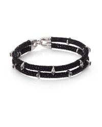 Stinghd | Black Diamond, Silver & Stingray Wrap Bracelet for Men | Lyst