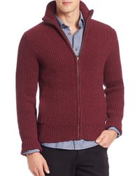 Victorinox | Red Brigade Lambswool Front Zip Cardigan for Men | Lyst