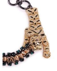 Venna | Metallic Crystal Pavé Tiger Spike Bracelet | Lyst