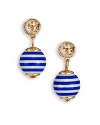 Tory Burch | Blue Saher Logo Drop Earrings | Lyst