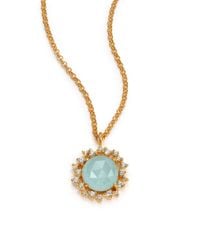 Mija | Metallic Light Blue Jade & Sapphire Mini Button Pendant Necklace | Lyst