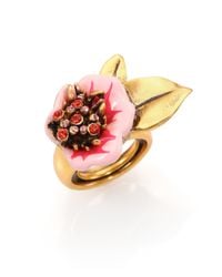 Oscar de la Renta | Metallic Painted Flower Ring | Lyst