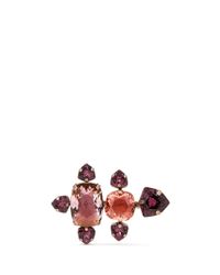 Lanvin | Pink Two Finger Crystal Ring | Lyst