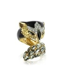 Roberto Cavalli - Metallic Fox Brass And Crystal Ring - Lyst