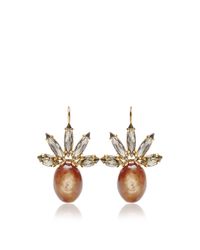 Marni | Brown Crystal and Horn Drop Earrings | Lyst