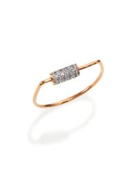 Ginette NY | Pink Diamond & 18k Rose Gold Mini Straw Ring | Lyst