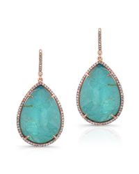 Anne Sisteron - Pink 14kt Rose Gold Blue Apatite Diamond Earrings - Lyst